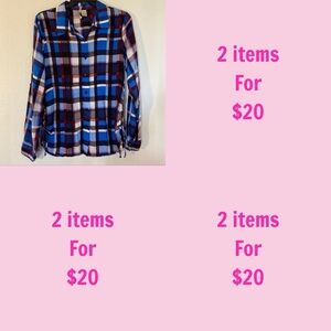 3/$30 Love Potion Womens Blue Rayon Long Sleeve Plaid Button Up Shirt Size Small